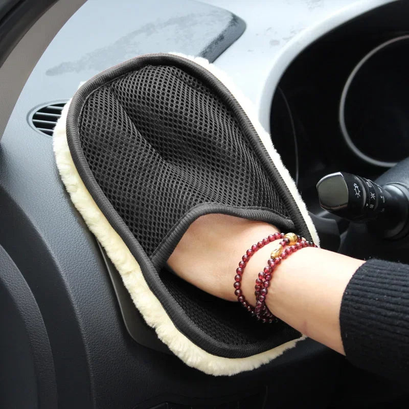 1pcs Car Washing Imitation Wool Gloves Thickened Plush Car Wiping Gloves Waxing Polishing Car Cleaning Products  cleaning cloth